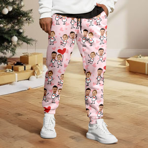 Custom Face Fun Couple Sweatpants Christmas Gift, Valentine Day's Gift HA75 898400