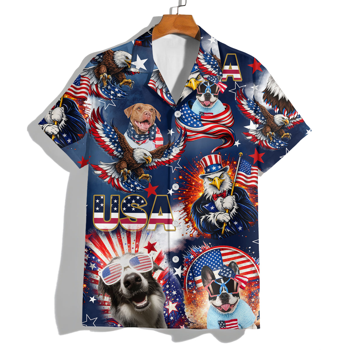 Custom Photo 4th of July America Flag Bald Eagle Hawaiian Shirt LM32 897917