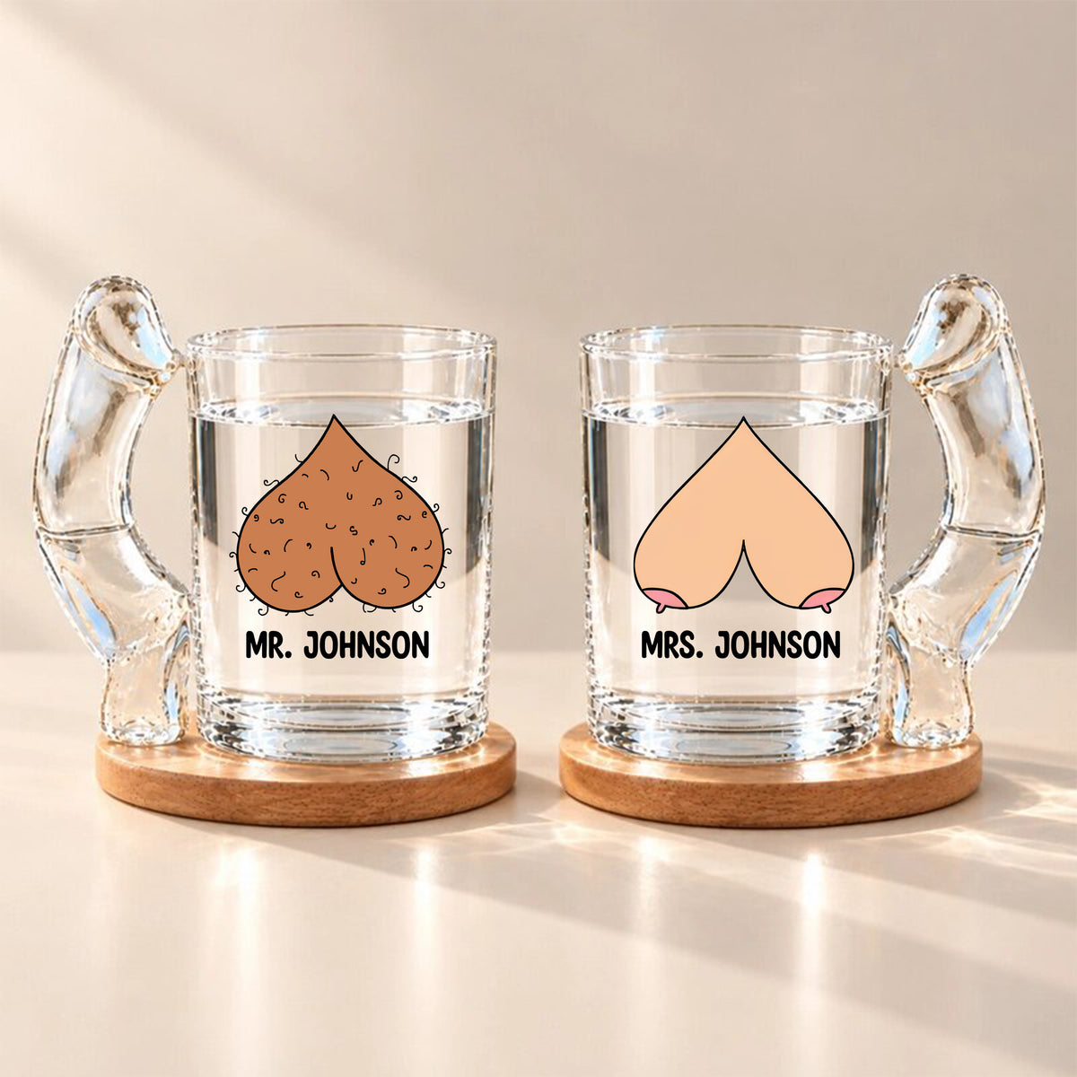 Personalized Name Funny Mr. and Mrs. Cheeky Naughty Glass Mug LM32 670225