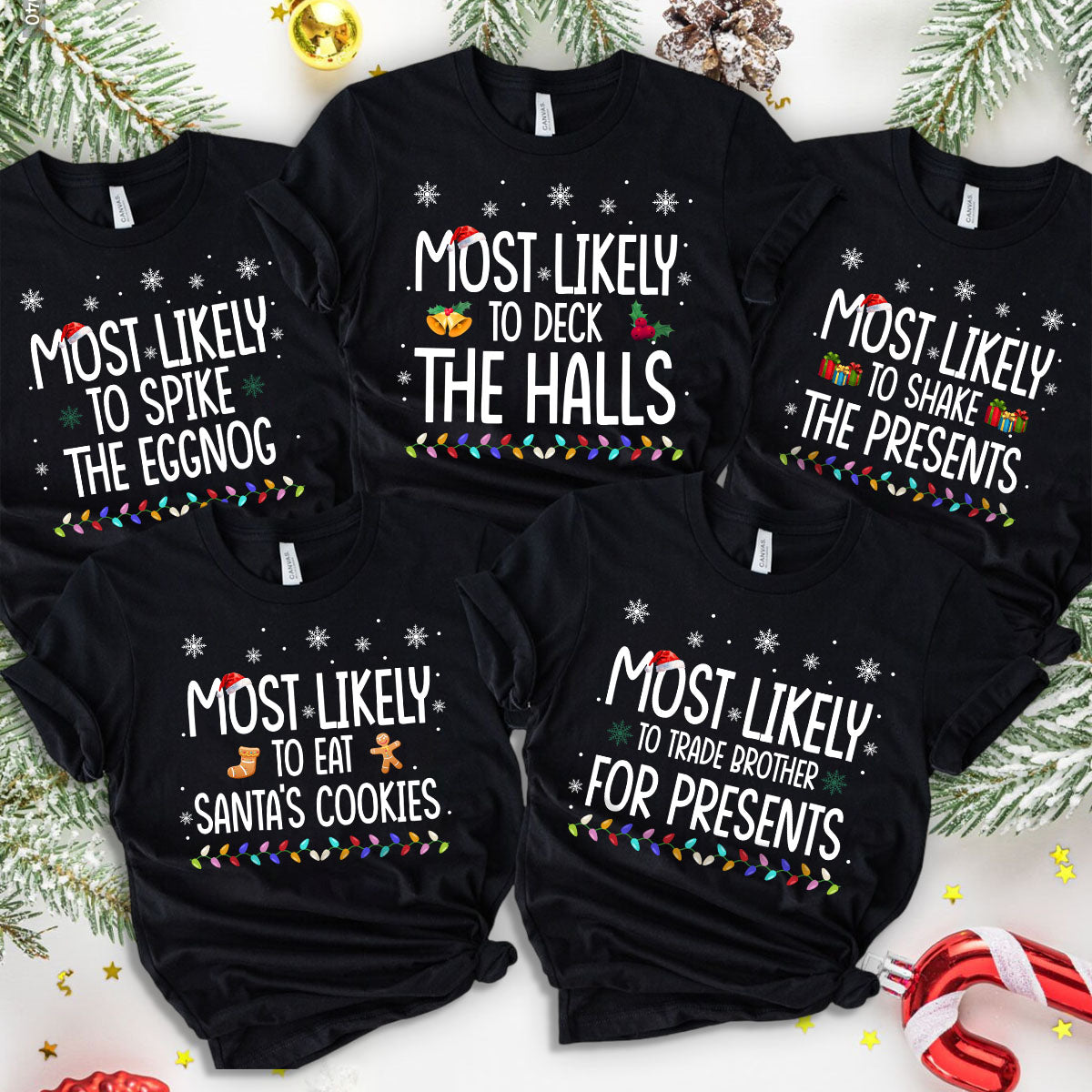 Colored Lights Most Likely To Family Matching Shirts Personalized Christmas Gift For Family CH07 899344