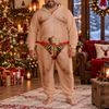 Fake Underwear Reindeer Hairy Body Onesie Pajamas Funny Christmas Gag Gift CH07 180586