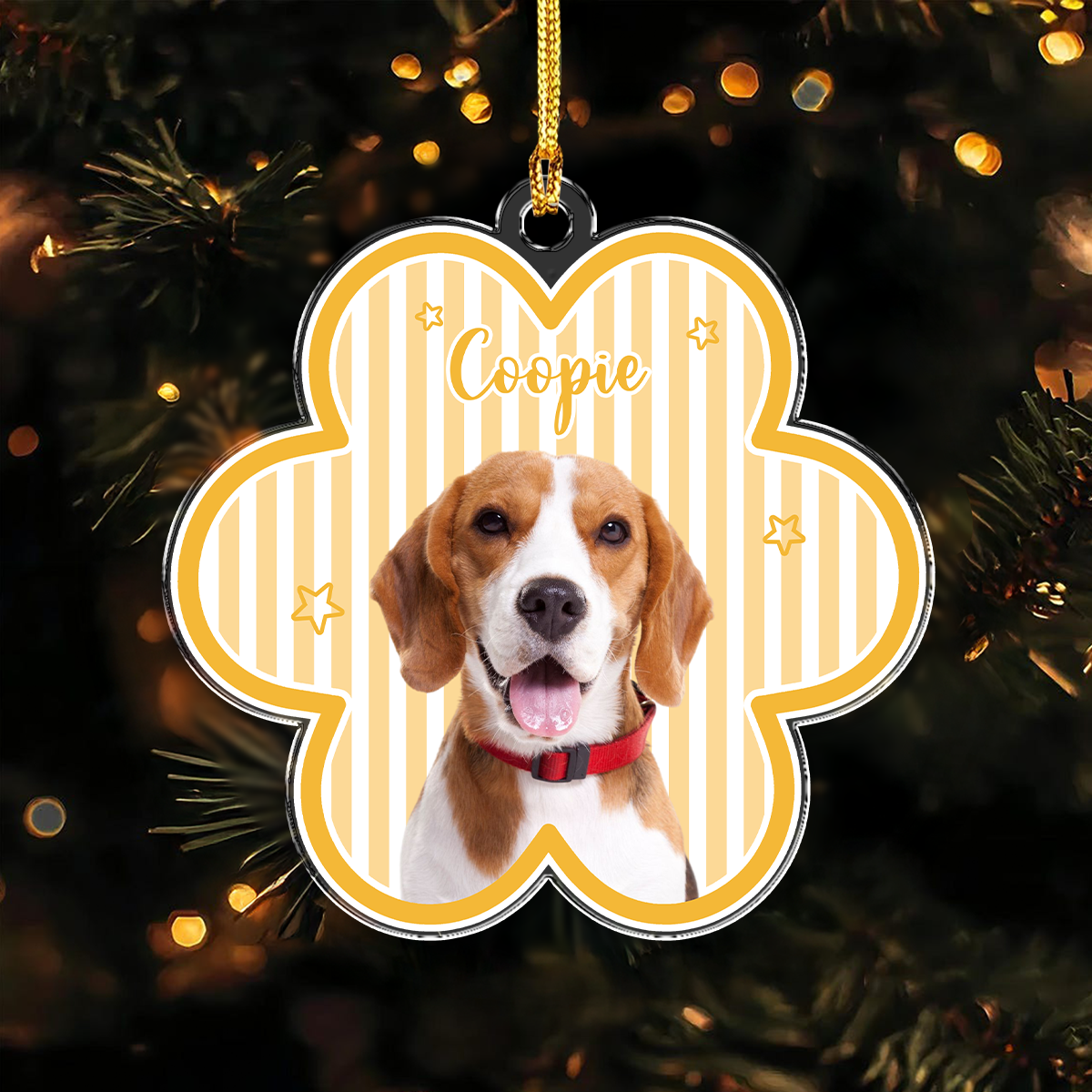 Custom Dog Photo Star Flower Shape Acrylic Ornament, Personalized Pet Keepsake CH07 180400