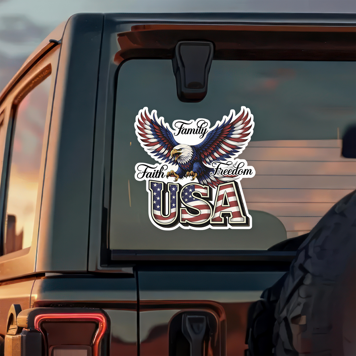 USA Family Faith Freedom Car Window Decal Sticker TH10 898889