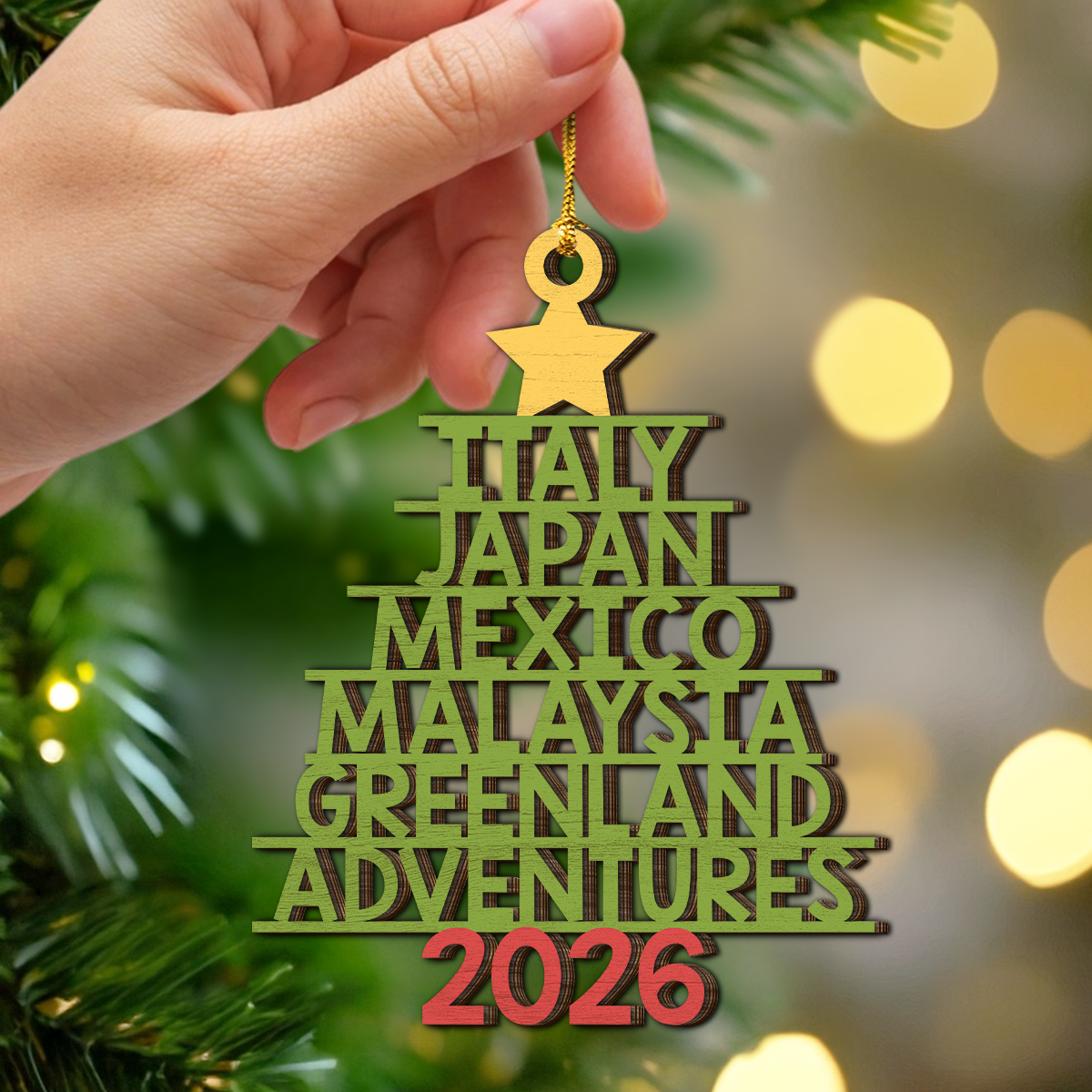 Personalized 2026 Travel Adventures Christmas Wooden Ornament, Holiday Tree Decor LM32 670503