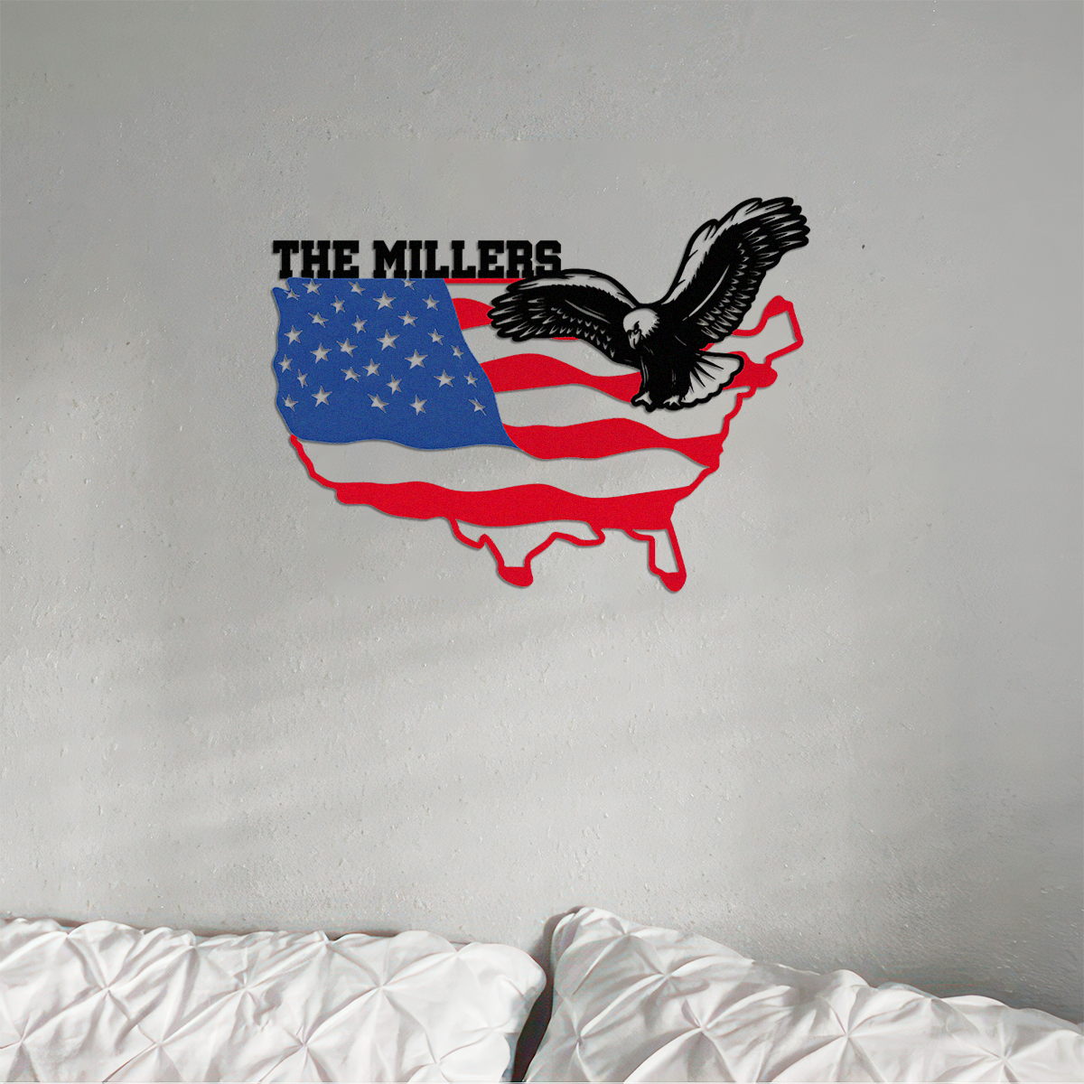 Custom Family Name Patriotic Flying Eagle Metal Sign HO82 901144