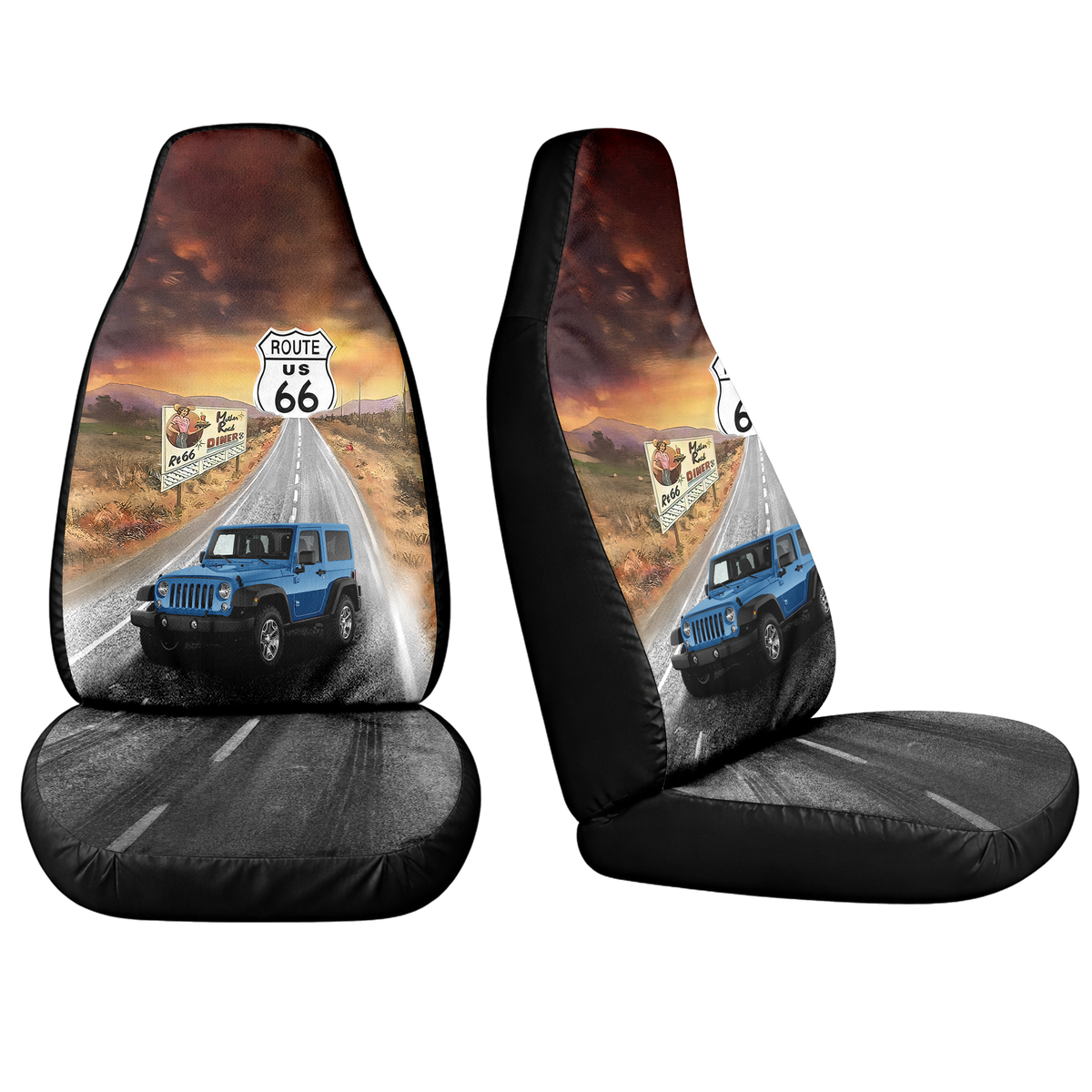 Custom Car Photo Road Route 66 Car Seat Cover - Personalized Gift for Car Lovers HO82 902090