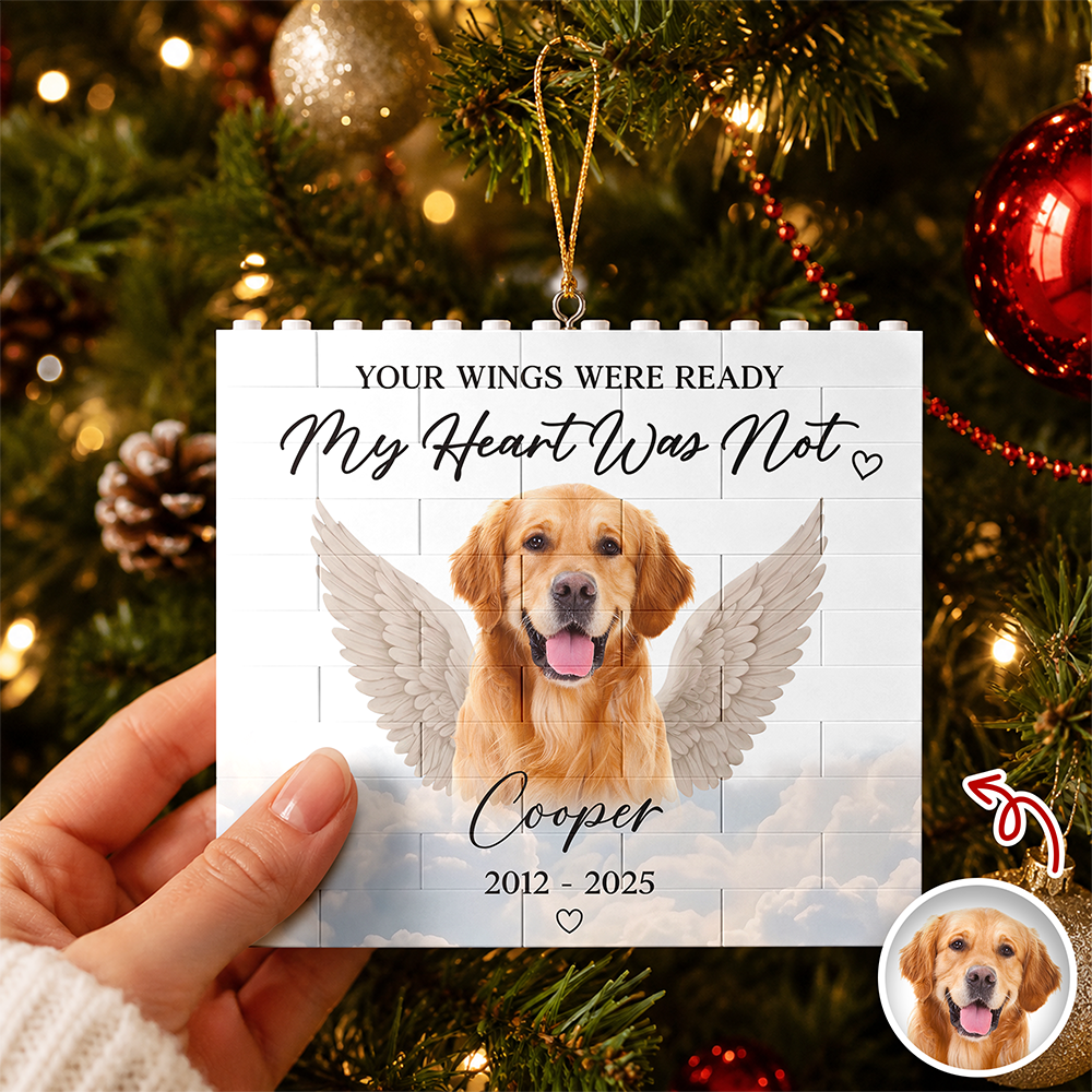 Personalized Pet Memorial Angel Wings Building Blocks Ornament CH07 180258