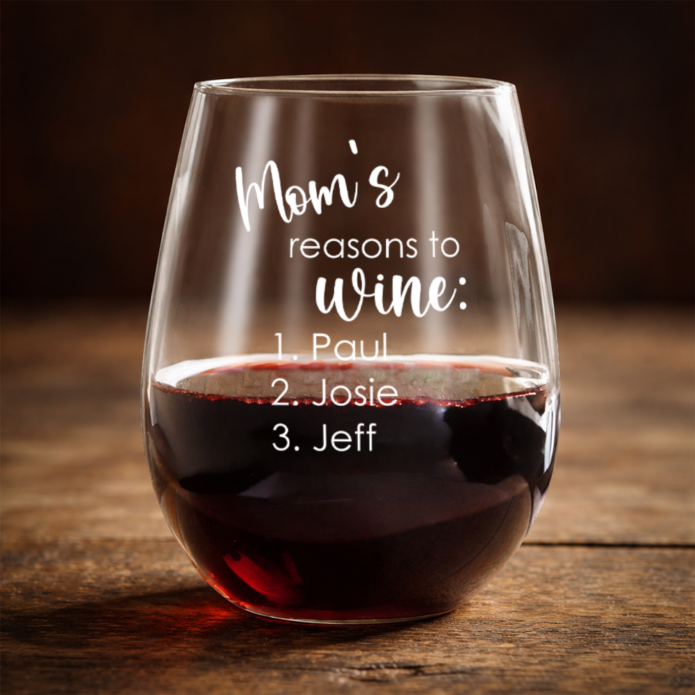Custom Name Mom's Reasons to Wine Glass - Personalized Gift for Family LM32 899629