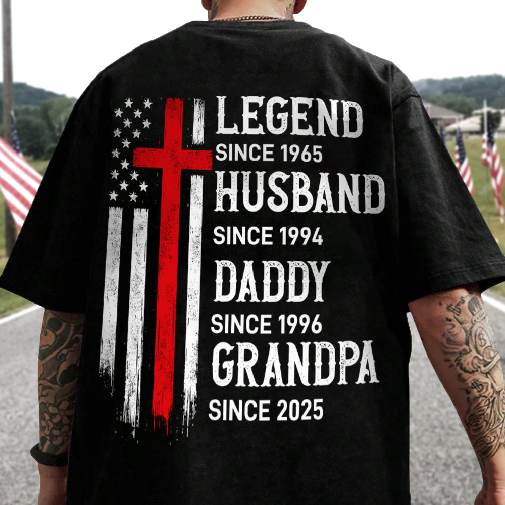 Personalized Legend, Husband since 4th Of July Back Dark Shirt Gifts For Dad, Grandpa HA75 920772