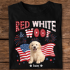 Custom Dog Photo Red White Woof Dark Shirt HA75 892642