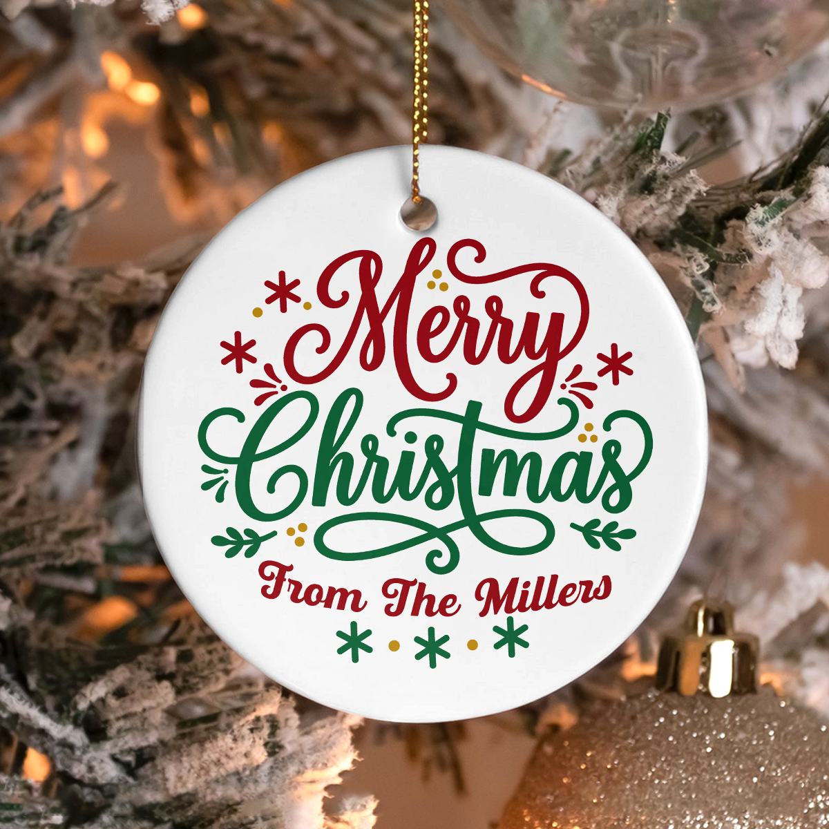 Personalized Family Name Merry Christmas Ceramic Ornament TH10 171533