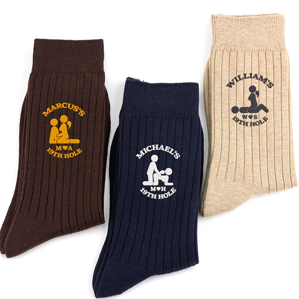 19th Hole Adult Personalized Funny Adult Embroidered Socks - Gift For Husband & Boyfriend HA75 919306