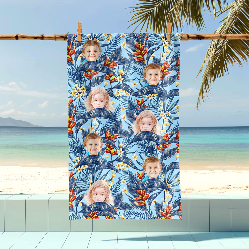 Custom Hawaii In The Air Face Human Photo Beach Towel HO82 894006
