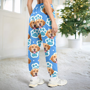 Custom Cute Dog Cat Face Pink Heart Pawprints Design Sweatpants LM32 897411