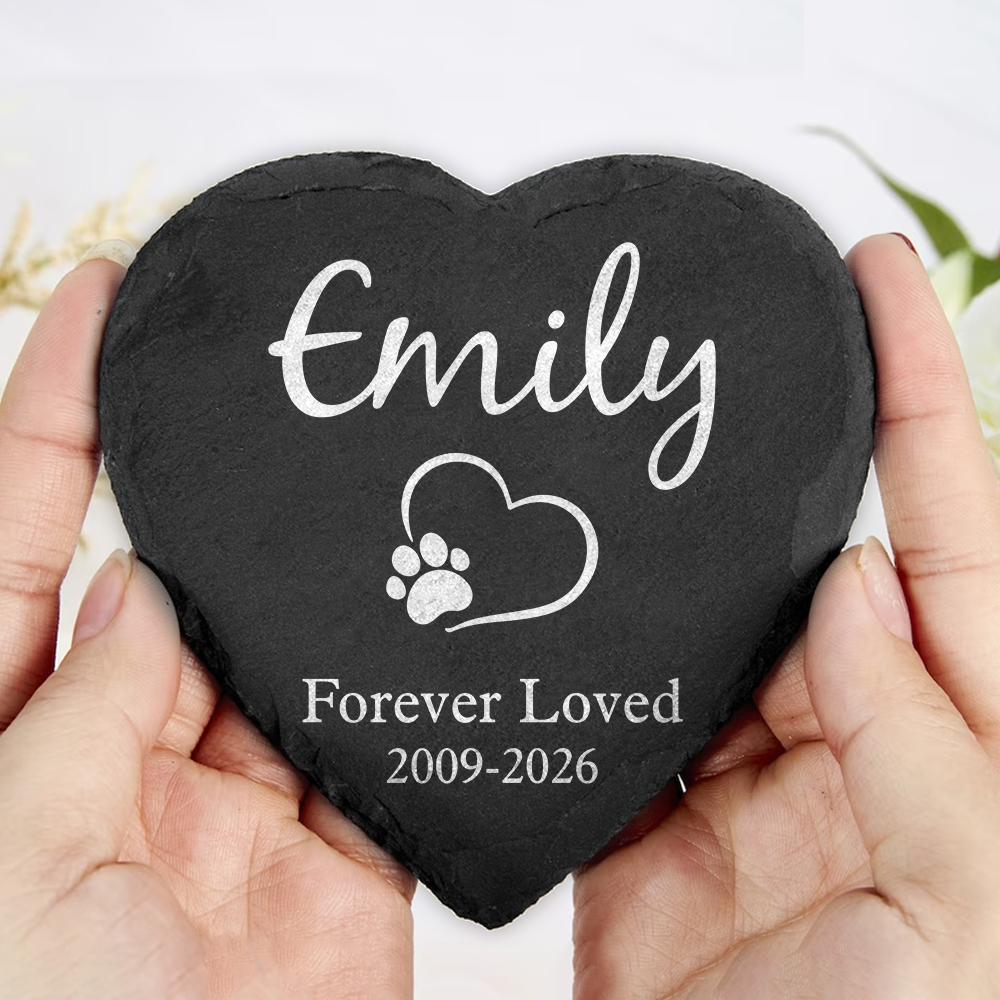 Custom Name Dog & Cat Memorial Grave Marker Heart Shaped Stone HO82 902432