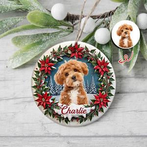 Custom Photo Dog Personalized Ceramic Ornament For Christmas HA75 897060