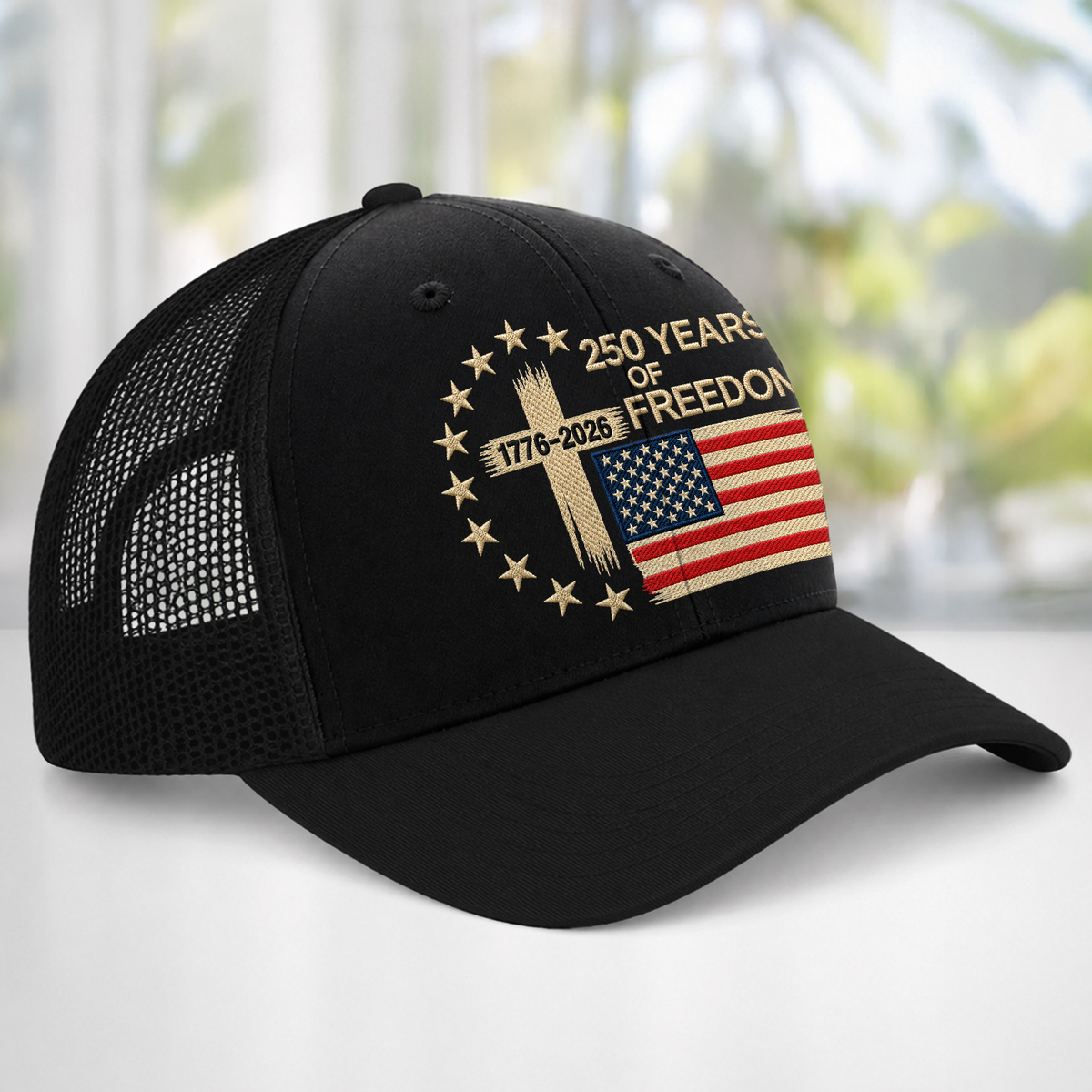 US 250 Years Freedoms 1776-2026 250th Birthday Trucker Hat HA75 921672