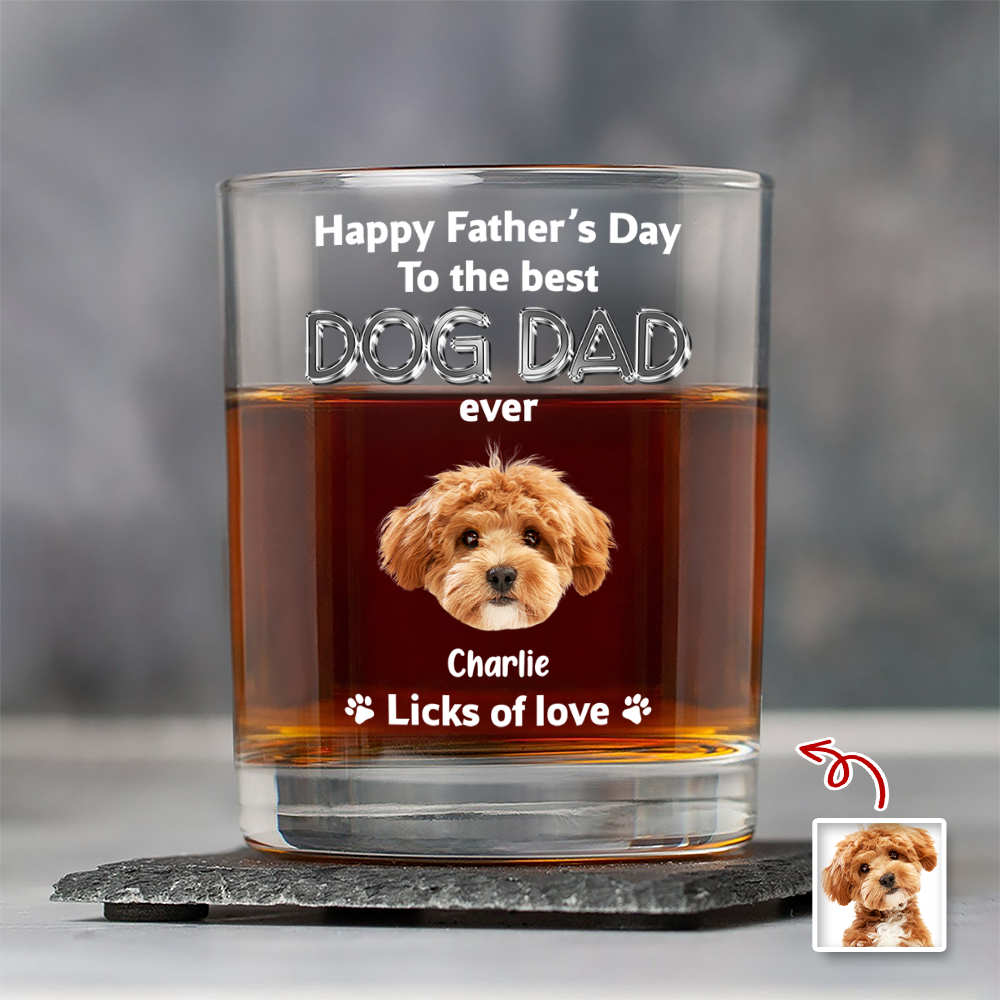 Custom Photo Happy Father's Day To The Best Dog Dad Ever Rock Glass HA75 921388