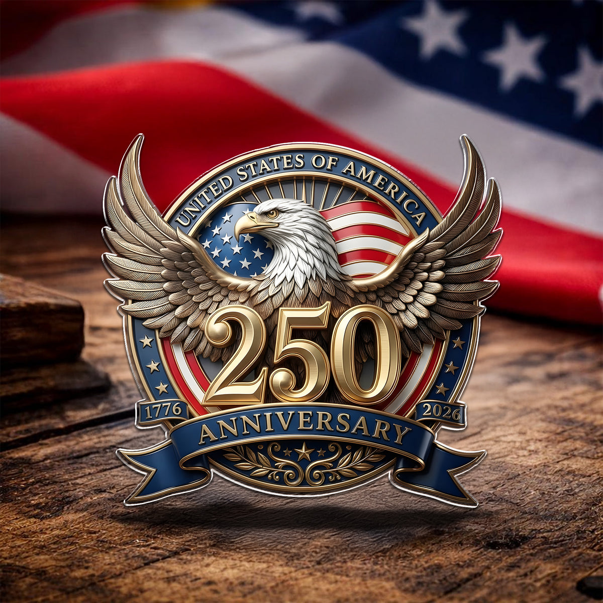 Eagles Flag USA 250th Anniversary Patriotic Acrylic Pin LM32 899529