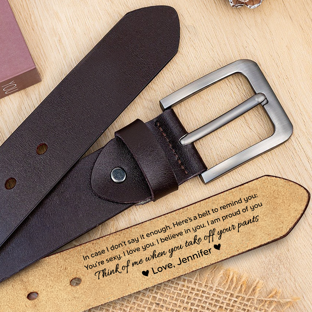 Personalized Engraved Leather Belt for Men – Custom Message Hidden Inside Belt, Romantic Gift for Husband or Boyfriend LM32 899957