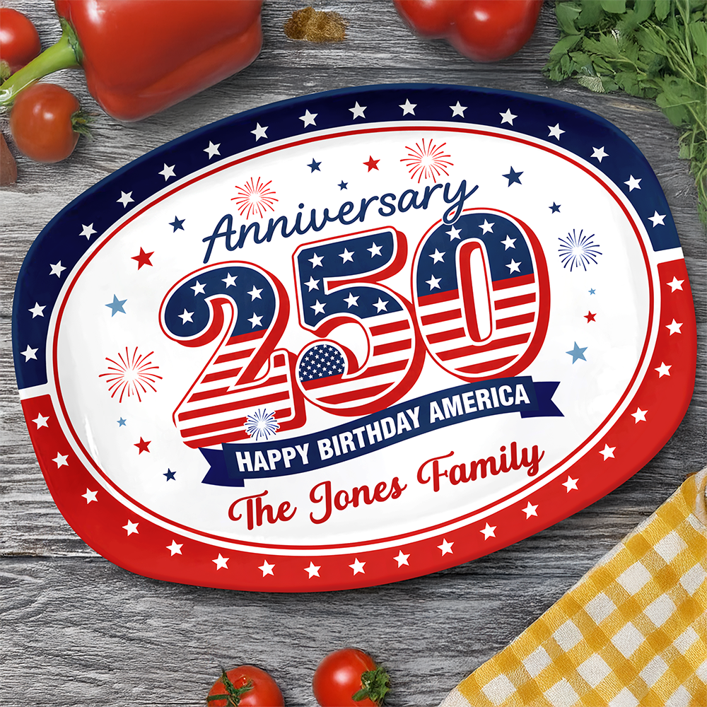 Custom Family Name 250th Happy Birthday America 1776-2026 Anniversary Platter HO82 902694