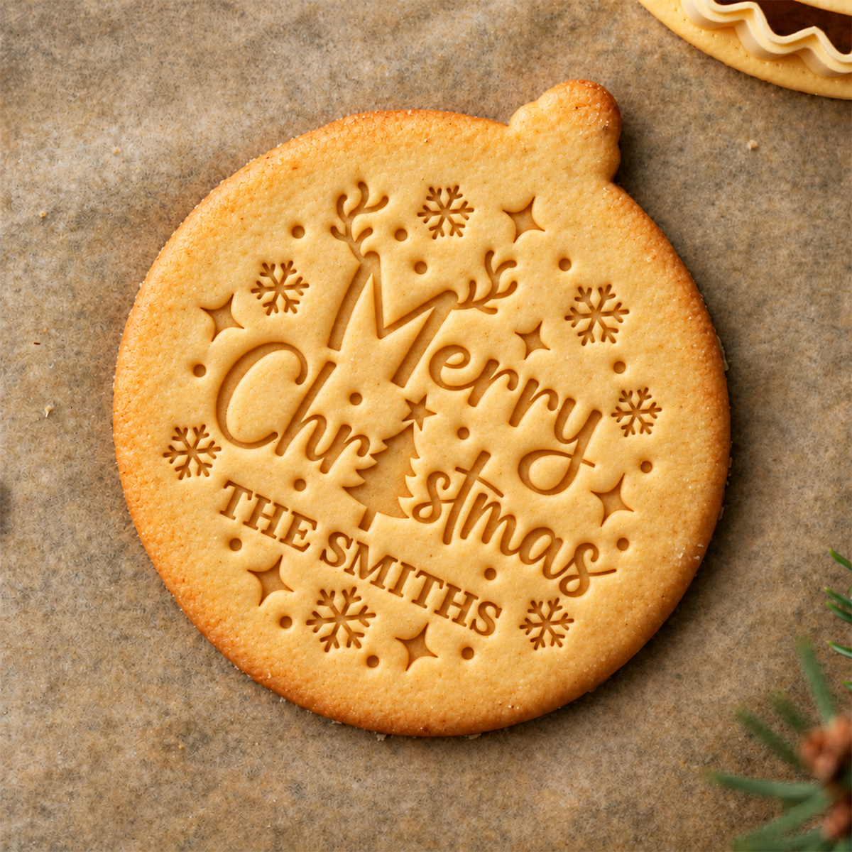 Personalized Family Name Merry Christmas Cookie Stamp, Holiday Baking Gift HA75 919638