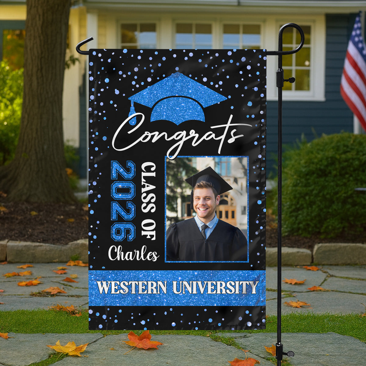 Custom Photo Class of 2026 Congratulations Graduation Garden Flag HO82 901708