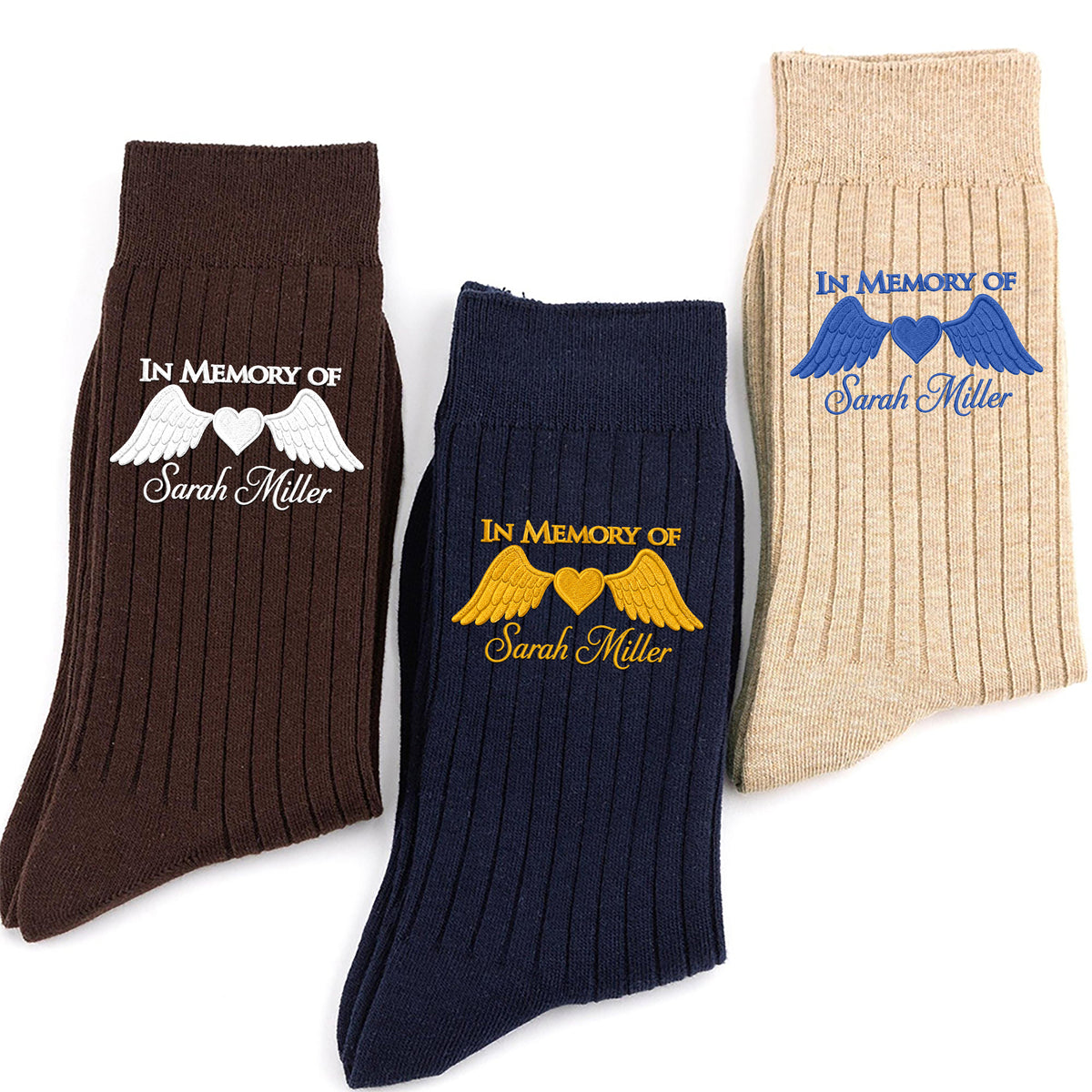 Custom Name In Memory Of Embroidered Socks, Personalized Memorial Keepsake Gift TH10 170981