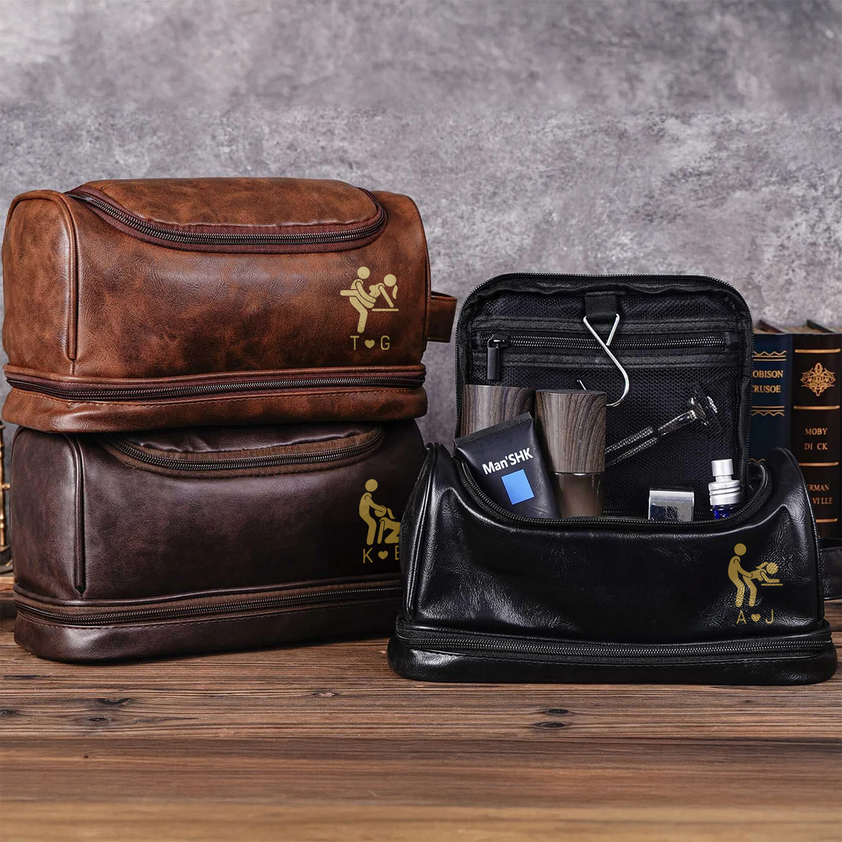Personalized Funny Adult Engraved Men's Leather Toiletry Bag - Gift For Husband & Boyfriend HO82 903418