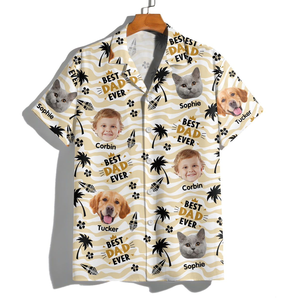 Custom Photo Stick Figures Best Dad Grandpa Ever Hawaii Shirt LM32 893711