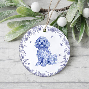 Custom Dog Breeds Toile De Jouy Style Memorial Ceramic Ornament HA75 897480