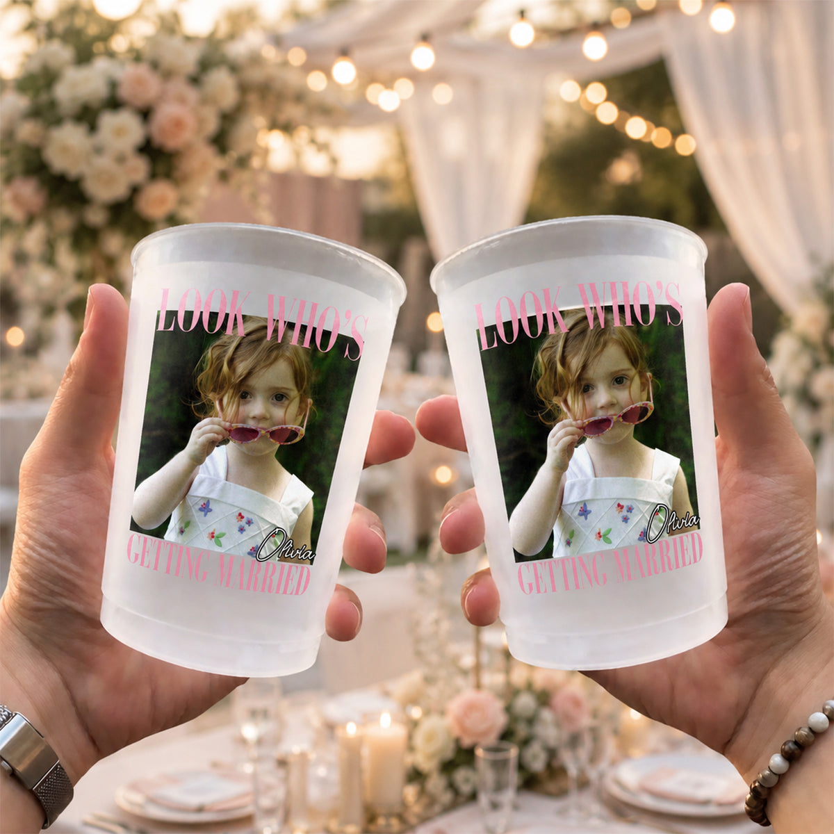 Custom Photo Look Who's Getting Married Cups - Personalized Bachelorette Gift CH07 180214