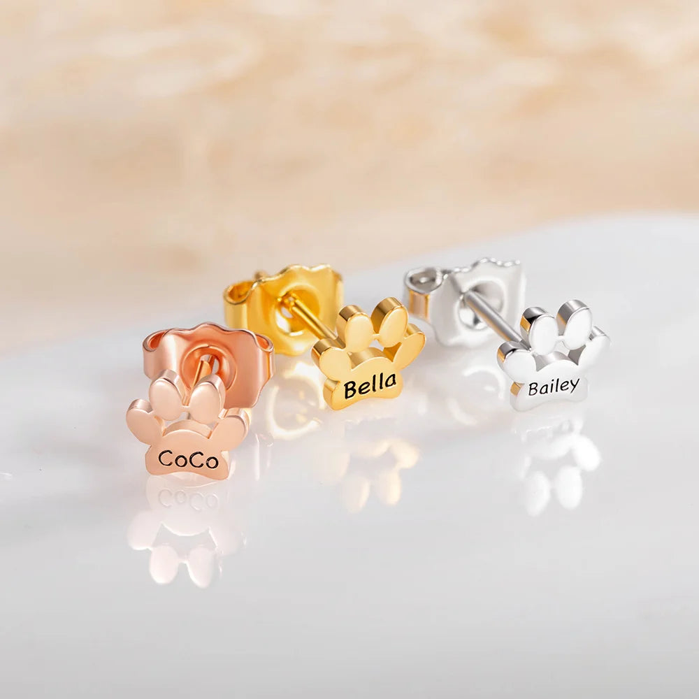 Personalized Paw Print Engraved Stud Earrings - Birthday Gift, Memorial Gift For Pet Lovers LM32 897473