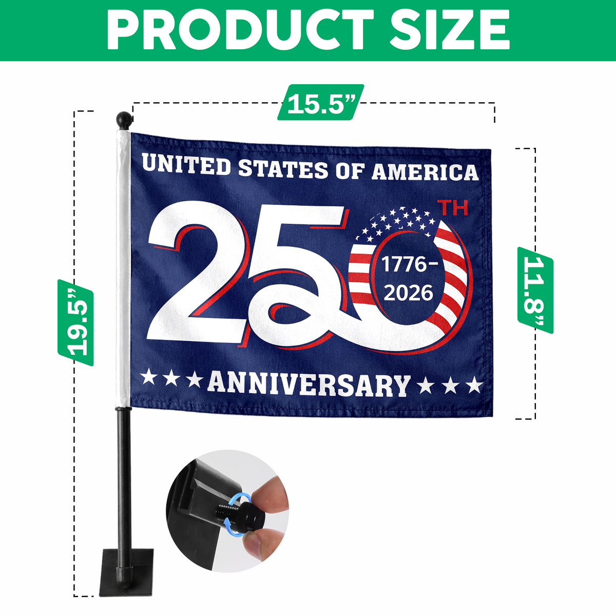 United States Of America 250th Anniversary Car Flag HA75 898522