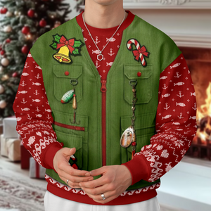 Custom Photo Merry Fishmas AOP Ugly Sweater For Fishing Lovers LM32 897175