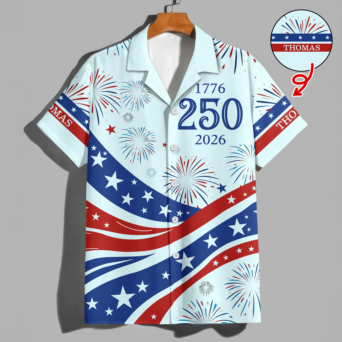 Custom Name USA 250th Anniversary 1776-2026 Hawaii Shirt - 4th of July Patriotic Gift HO82 901704