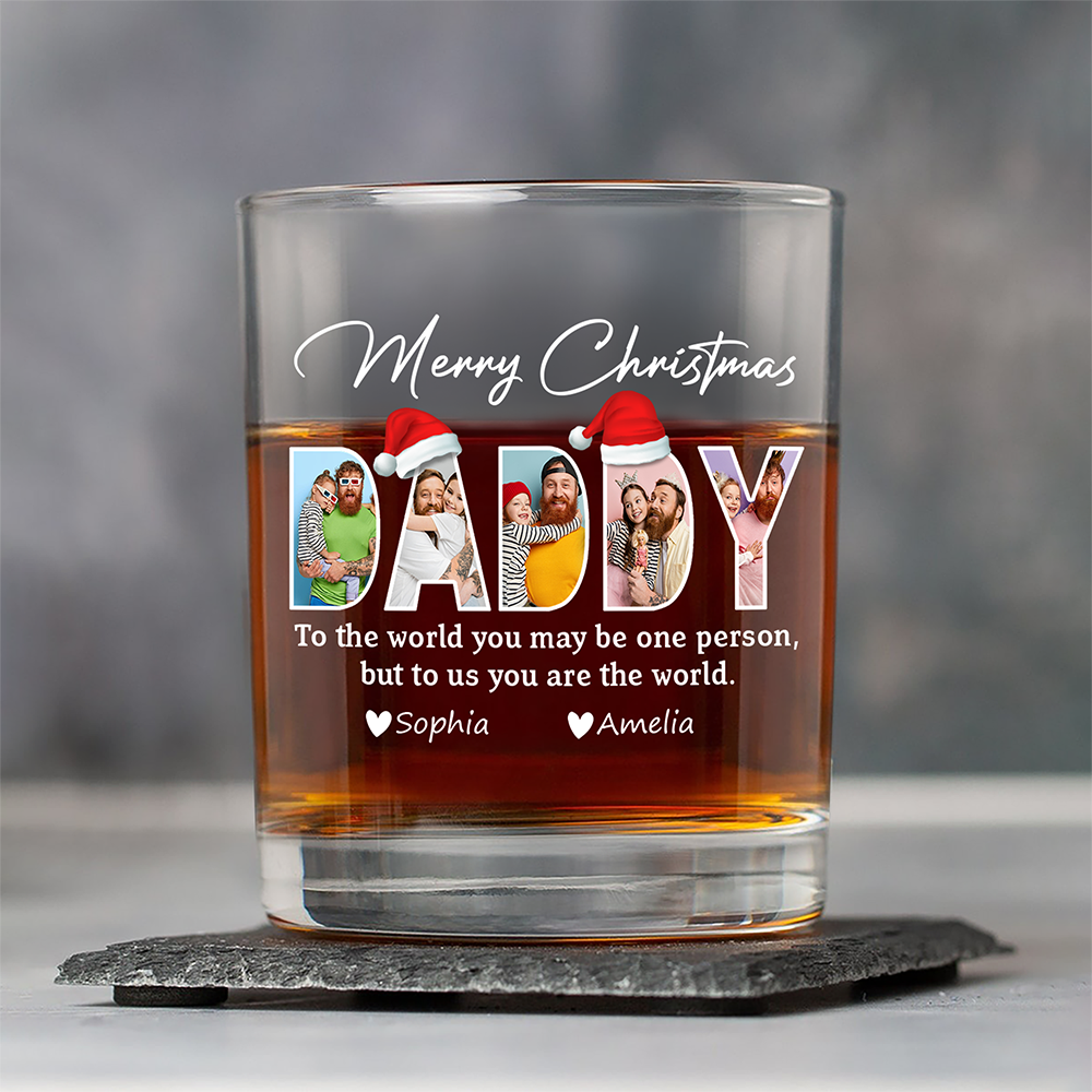 Custom Photo Merry Christmas Dad Family Whiskey Glass Gift For Dad HO82 894340