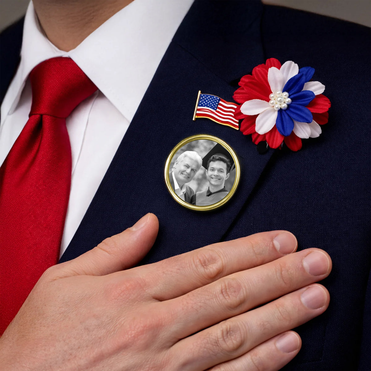 Custom Photo In Loving Memory Memorial Lapel Pin - Gift for Graduation Day, Family Memorial Gifts HO82 901860