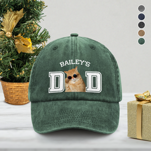 Custom Photo Dog Cat Dad Washed Denim Baseball Cap HA75 892928