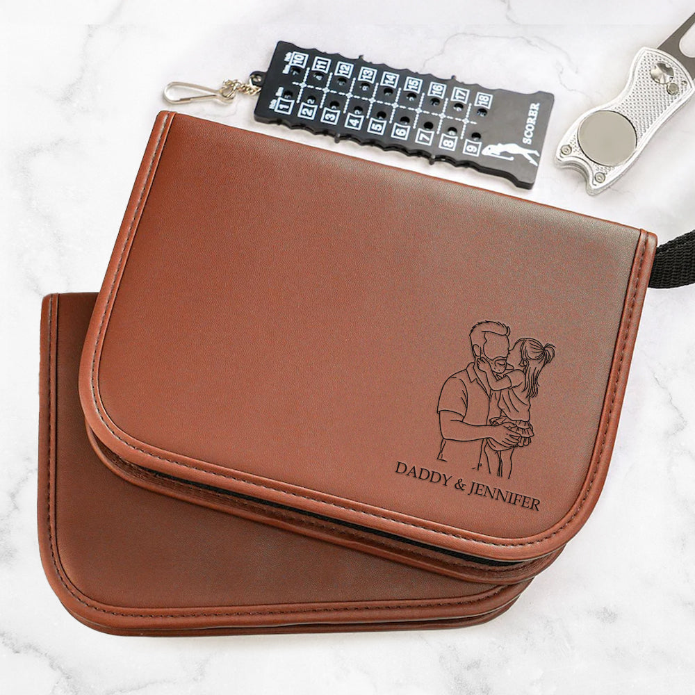 Custom Dad And Kids Portrait Photo Drawing Style Family Golf Set Engraved Accessories HA75 898652
