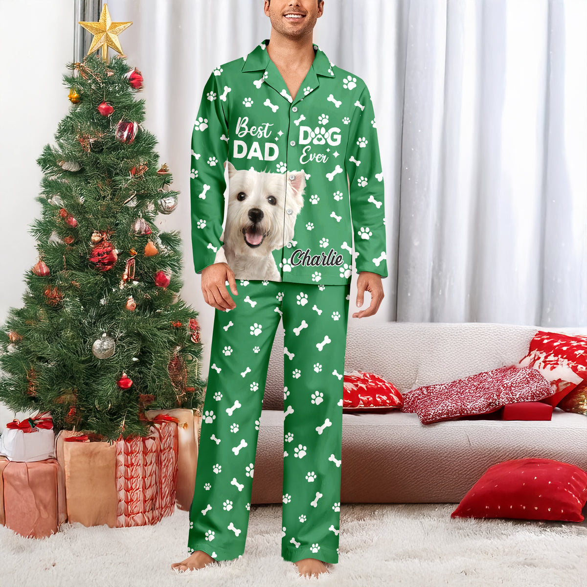 Custom Photo Best Dog Dad Mom Ever Pajamas For Pet Lovers CH07 899118