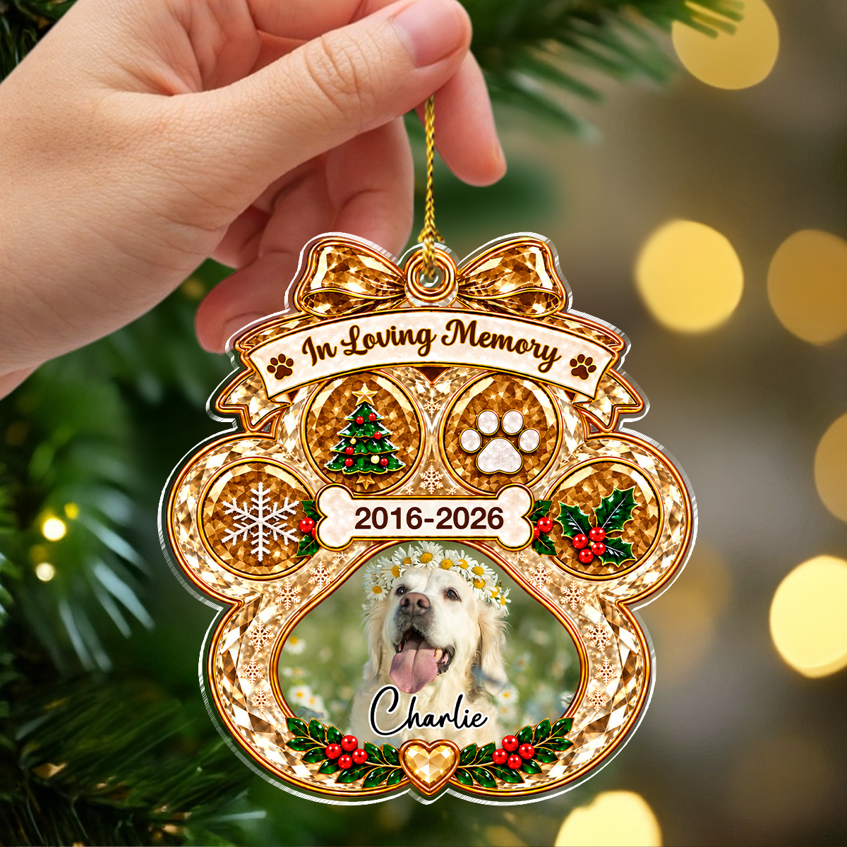 Custom Dog Photo In Loving Memory Memorial Acrylic Ornament TH10 171465