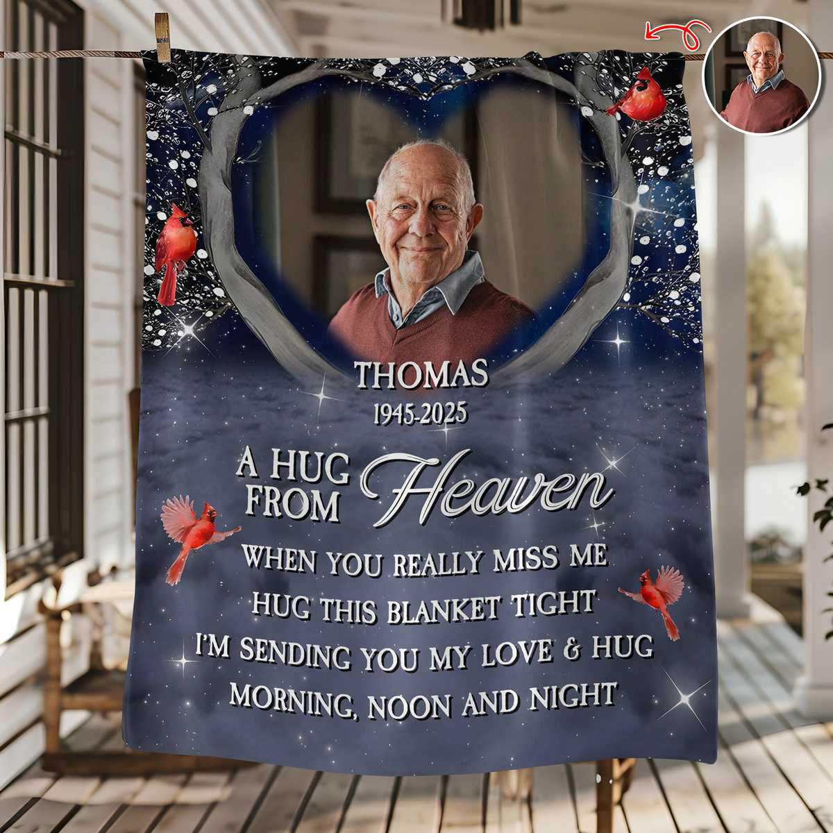 Personalized A Hug From Heaven Custom Photo Memorial  Blanket CH07 896454