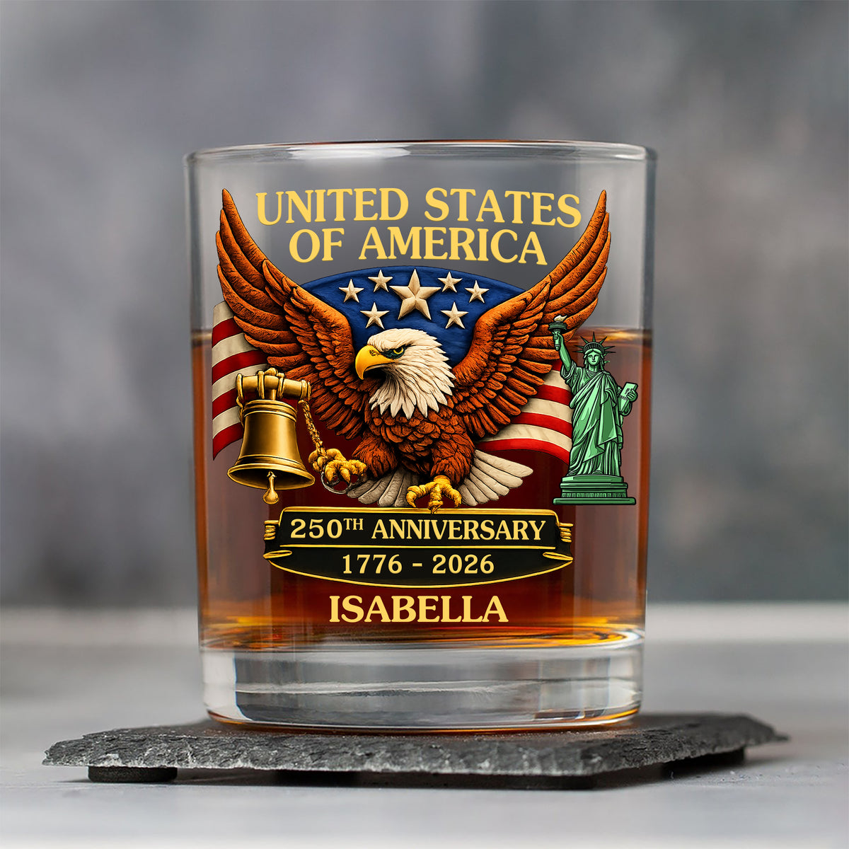 Custom Name United State Of America 250th Anniversary Whiskey Glass TH10 898691