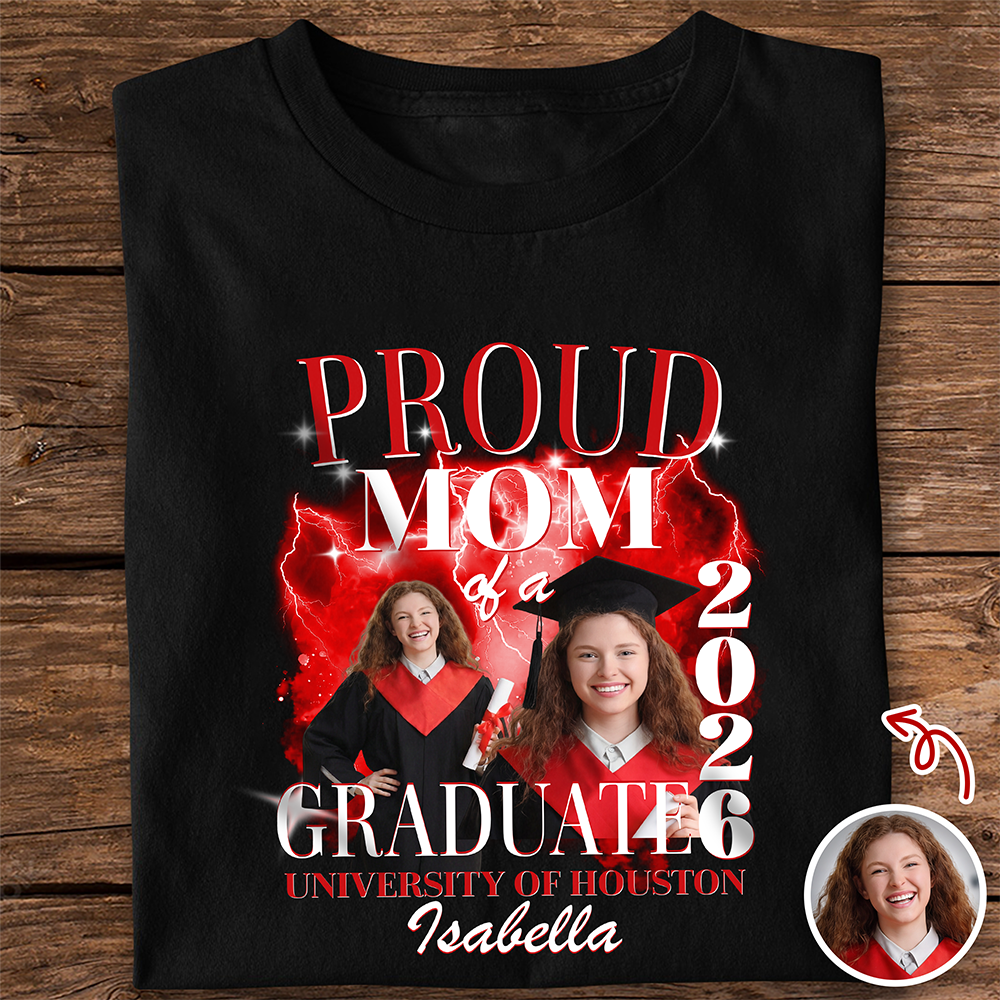 Custom Photo Proud Mom of a 2026 Graduate – Family Matching Graduation Dark Shirt HO82 901742