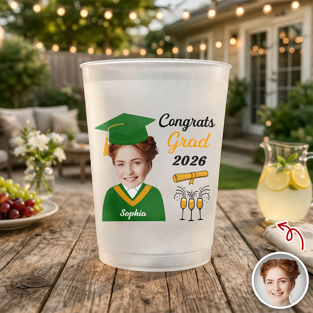 Custom Funny Face Congrats Grad 2026 Cups Graduation Day Party Decor HA75 921156