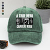 A True Hero Charlie Kirk Rest In Peace Washed Denim Baseball Cap HO82 65770