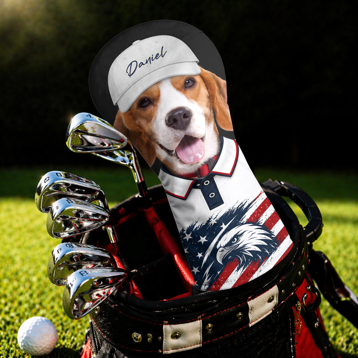 Custom Pet Photo With America Flag Golf Head Cover, Golf Club Cover - Gift For Dog Cat Dad Mom, Golf Lovers HO82 902312