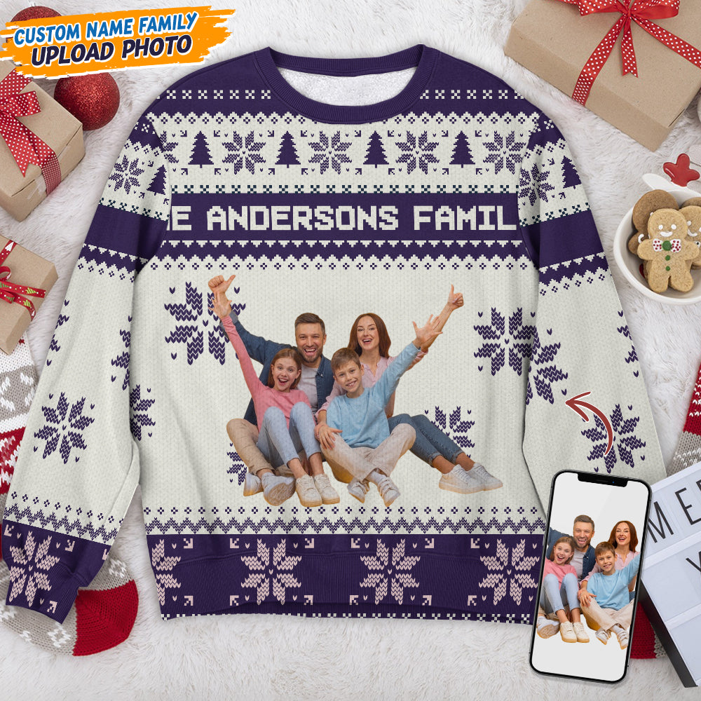 Custom Photo And Name For Family Christmas Ugly Sweater TH10 891589