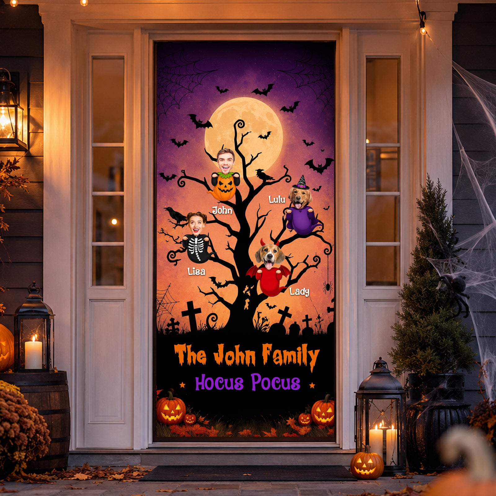 Custom Photo Halloween Gift For Family Little Monsters Door Cover - Door Decorations HO82 903150